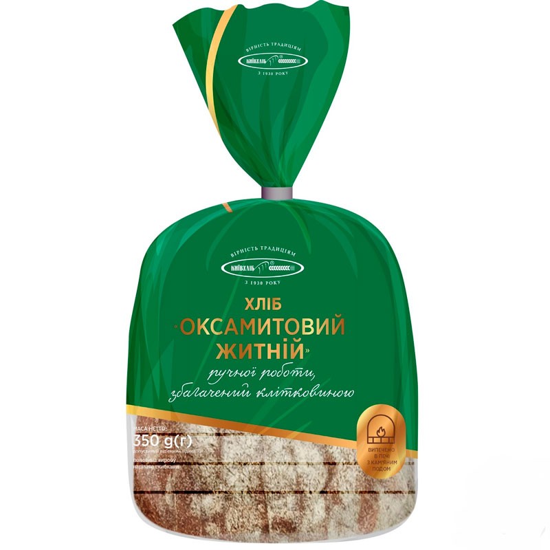 Хліб Київхліб Оксамитовий житній нарізаний половина 350г