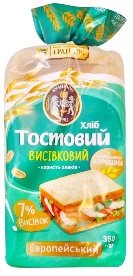 Хлеб Кулиничі Тостовый отрубной европейский нарезной 350г