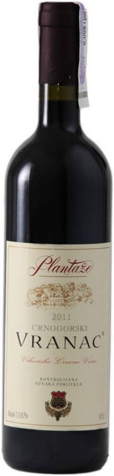 Вино Plantaze Vranac Crnogorski красное сухое 13,5% 0,75л